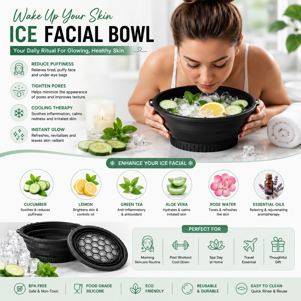 IceDip™ Facial Ice Bath Bowl | Reduce Puffiness & Refresh Your Skin in Minutes